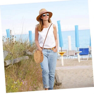 Round Rattan Crossbody With Multi Tassel